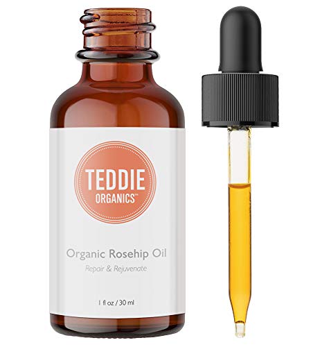 Teddie Organics Rosehip Seed Oil for Face, Hair and Skin 1oz, Pure Rose Hip Oil (Works as a Carrier and Facial Oil)