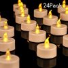 JUNPEI 24Pack Battery Tea Lights - LED Tea Lights Realistic and Bright Flickering Holiday Gift Operated Flameless LED Tea Light for Seasonal & Festival Celebration Warm Yellow Lamp Battery Powered