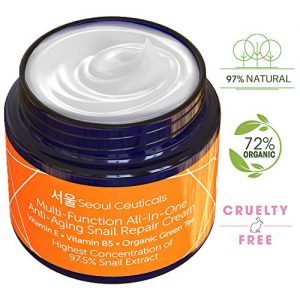 Korean Skin Care Snail Repair Cream – Korean Moisturizer Night Cream 97.5% Snail Mucin Extract – All In One Recovery Power For The Most Effective Korean Beauty Routine – 2oz