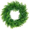 Pauwer Artificial Green Leaves Wreath 16" Boxwood Wreath Farmhouse Greenery Wreath for Front Door Hanging Wall Window Party Decor (16" Boxwood)