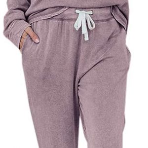 Eurivicy Women’s Solid Sweatsuit Set 2 Piece Long Sleeve Pullover and Drawstring Sweatpants Sport Outfits Sets