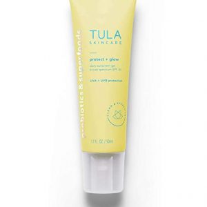 TULA Probiotic Skin Care Protect + Glow Daily Sunscreen Gel Broad Spectrum SPF 30 | Skincare-First, Non-Greasy, Non-Comedogenic & Reef-Safe with Pollution & Blue Light Protection | 1.7 fl. oz.