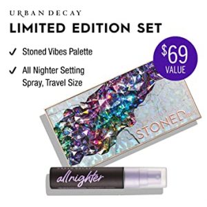 Urban Decay Eye Makeup Set – Stoned Vibes Eyeshadow Palette + Travel-Size All Nighter Long-Lasting Makeup Setting Spray